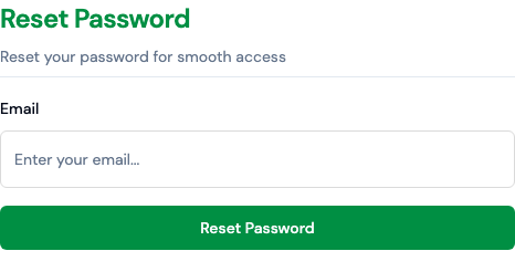 Hajir Khata Reset Password screen with an email field