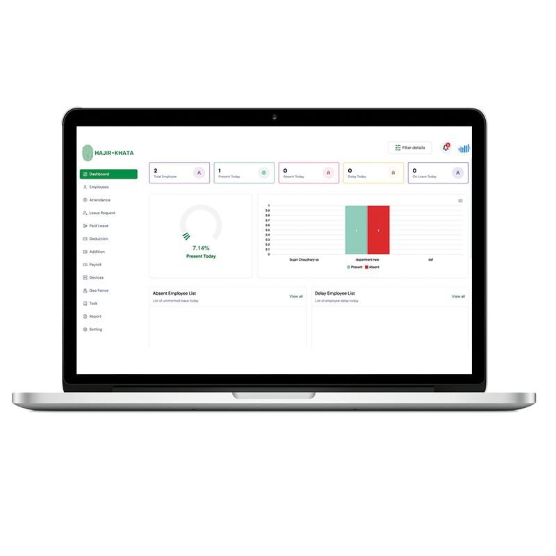 Hajir Khata dashboard and mobile app preview